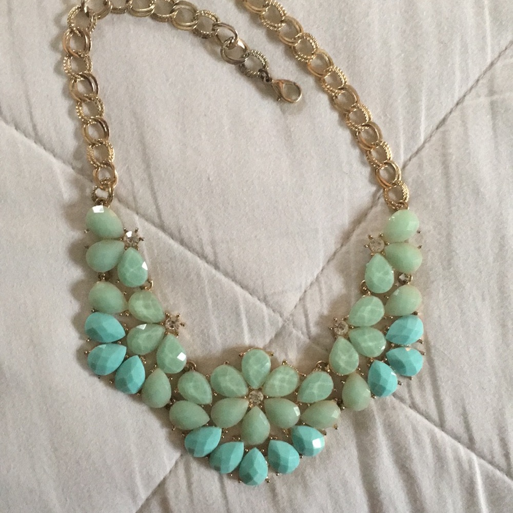 Mint Green & Teal Plastic Bib Necklace